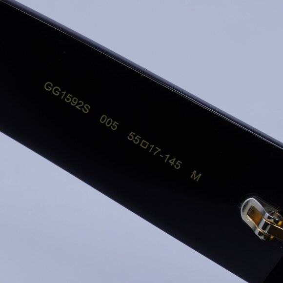 Gucci GG1592S 005 Sunglasses Black Rectangle Frame, Brown Polarized Lenses - Picture 6 of 10